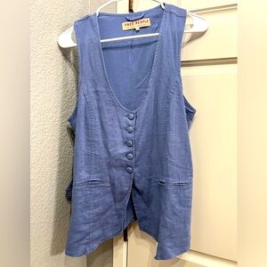 Free People Blue Sleeveless Button top/vest